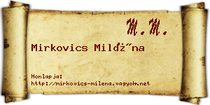 Mirkovics Miléna névjegykártya
